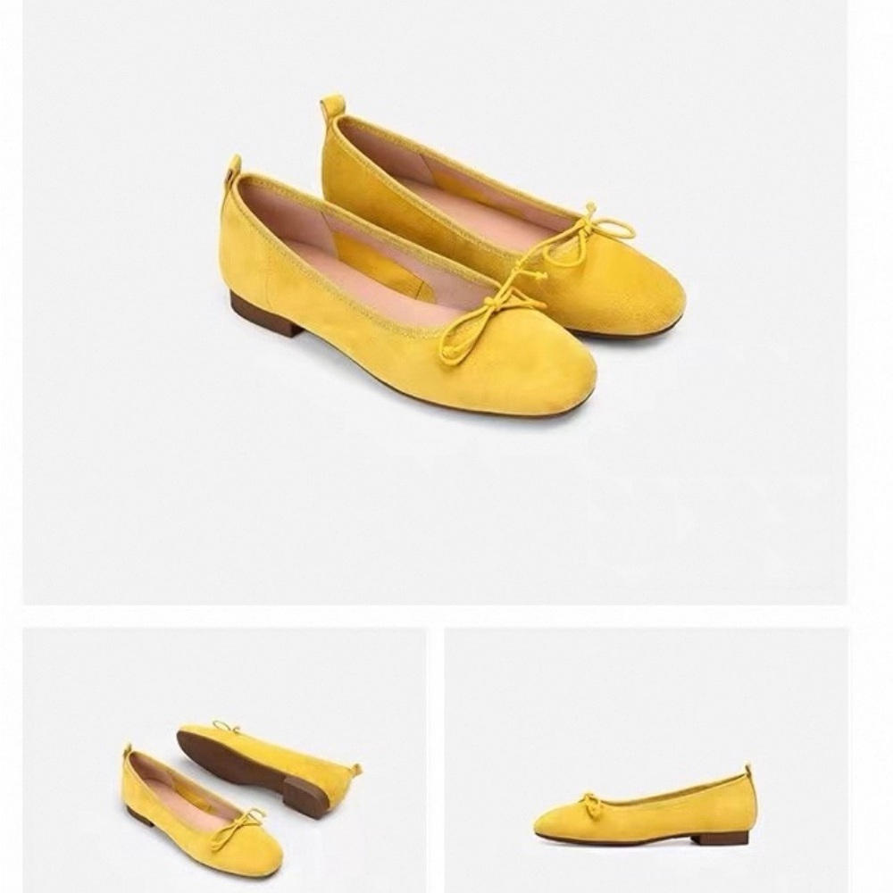 🍭 Yellow Suede Ballet Flats